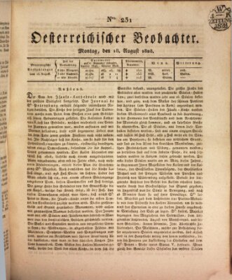 Der Oesterreichische Beobachter Montag 18. August 1828