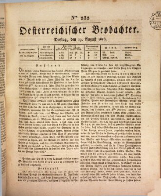 Der Oesterreichische Beobachter Dienstag 19. August 1828