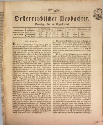 Der Oesterreichische Beobachter Sonntag 24. August 1828