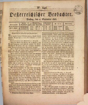 Der Oesterreichische Beobachter Dienstag 2. September 1828