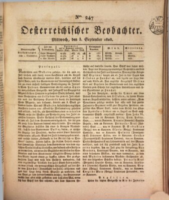 Der Oesterreichische Beobachter Mittwoch 3. September 1828