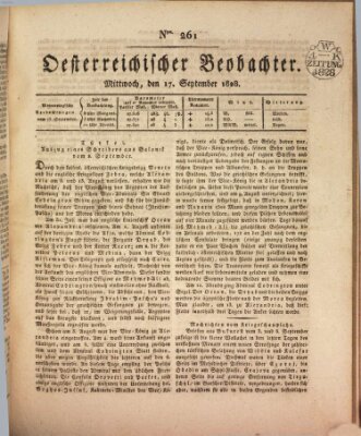 Der Oesterreichische Beobachter Mittwoch 17. September 1828