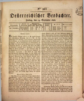Der Oesterreichische Beobachter Freitag 19. September 1828