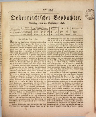 Der Oesterreichische Beobachter Sonntag 21. September 1828