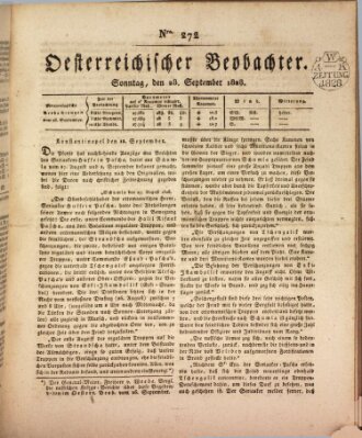 Der Oesterreichische Beobachter Sonntag 28. September 1828