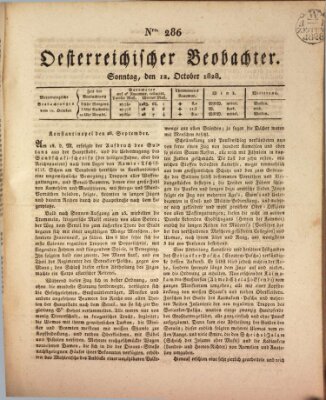 Der Oesterreichische Beobachter Sonntag 12. Oktober 1828