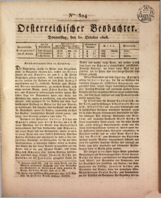 Der Oesterreichische Beobachter Donnerstag 30. Oktober 1828