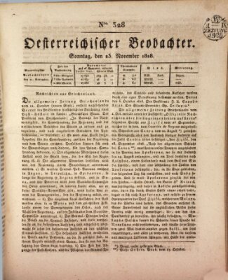 Der Oesterreichische Beobachter Sonntag 23. November 1828