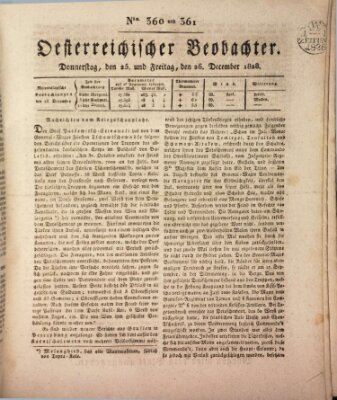 Der Oesterreichische Beobachter Donnerstag 25. Dezember 1828