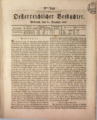 Der Oesterreichische Beobachter Mittwoch 31. Dezember 1828