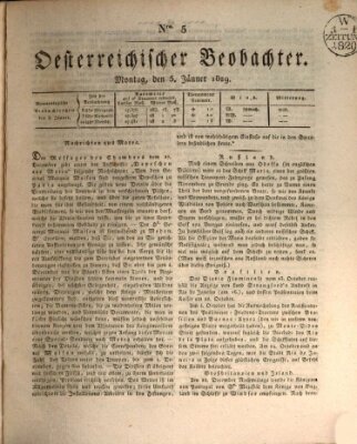 Der Oesterreichische Beobachter Montag 5. Januar 1829