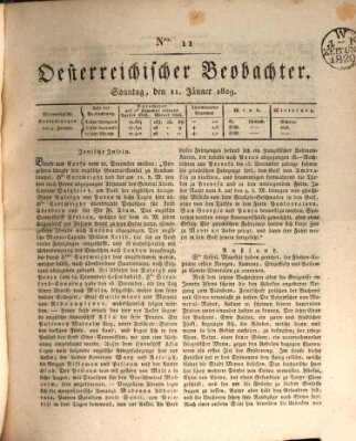 Der Oesterreichische Beobachter Sonntag 11. Januar 1829