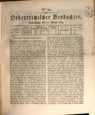 Der Oesterreichische Beobachter Donnerstag 22. Januar 1829