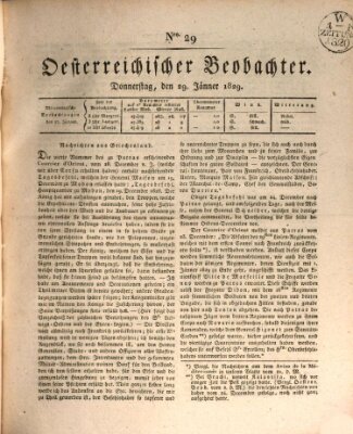 Der Oesterreichische Beobachter Donnerstag 29. Januar 1829