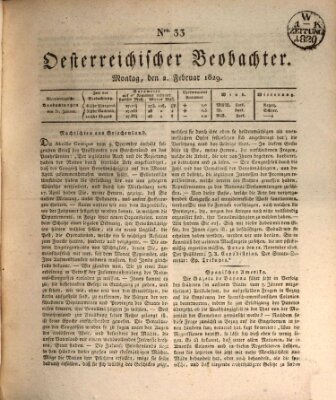 Der Oesterreichische Beobachter Montag 2. Februar 1829