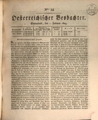 Der Oesterreichische Beobachter Samstag 7. Februar 1829