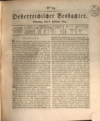 Der Oesterreichische Beobachter Sonntag 8. Februar 1829