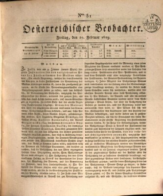 Der Oesterreichische Beobachter Freitag 20. Februar 1829