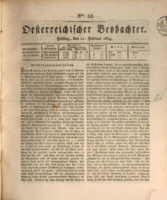 Der Oesterreichische Beobachter Freitag 27. Februar 1829