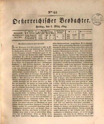 Der Oesterreichische Beobachter Freitag 6. März 1829