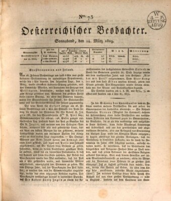 Der Oesterreichische Beobachter Samstag 14. März 1829