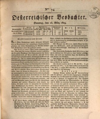 Der Oesterreichische Beobachter Sonntag 15. März 1829