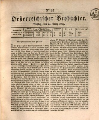 Der Oesterreichische Beobachter Dienstag 24. März 1829