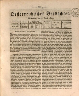 Der Oesterreichische Beobachter Mittwoch 1. April 1829