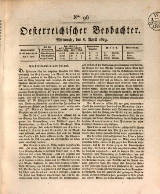 Der Oesterreichische Beobachter Mittwoch 8. April 1829