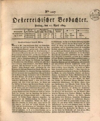 Der Oesterreichische Beobachter Freitag 17. April 1829