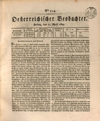 Der Oesterreichische Beobachter Freitag 24. April 1829