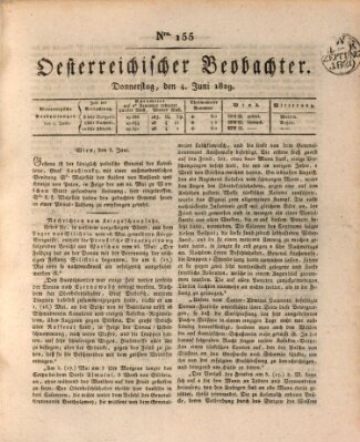 Der Oesterreichische Beobachter Donnerstag 4. Juni 1829