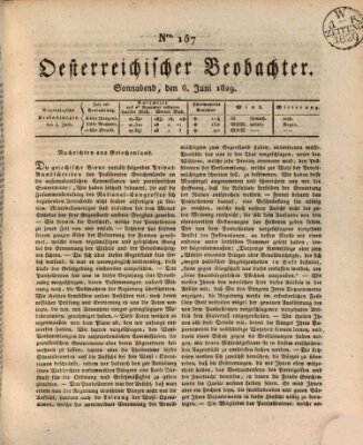 Der Oesterreichische Beobachter Samstag 6. Juni 1829