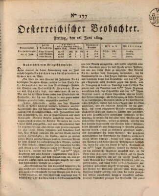 Der Oesterreichische Beobachter Freitag 26. Juni 1829