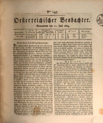 Der Oesterreichische Beobachter Samstag 11. Juli 1829