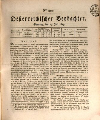 Der Oesterreichische Beobachter Sonntag 19. Juli 1829