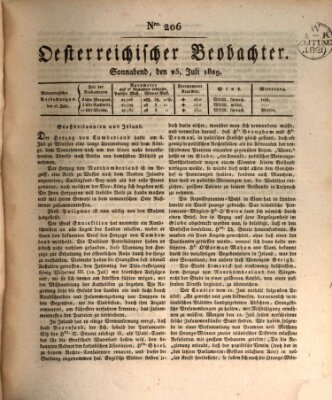 Der Oesterreichische Beobachter Samstag 25. Juli 1829