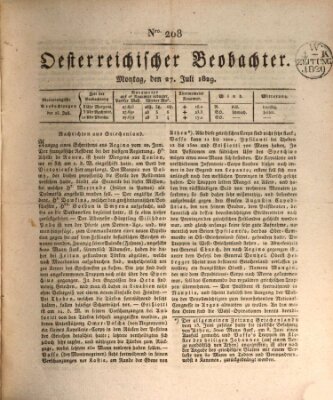 Der Oesterreichische Beobachter Montag 27. Juli 1829