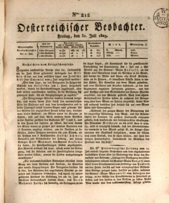 Der Oesterreichische Beobachter Freitag 31. Juli 1829