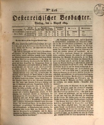 Der Oesterreichische Beobachter Dienstag 4. August 1829