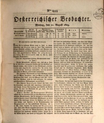 Der Oesterreichische Beobachter Montag 10. August 1829