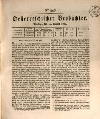 Der Oesterreichische Beobachter Dienstag 11. August 1829