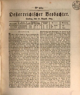 Der Oesterreichische Beobachter Dienstag 18. August 1829