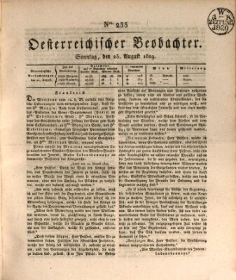 Der Oesterreichische Beobachter Sonntag 23. August 1829