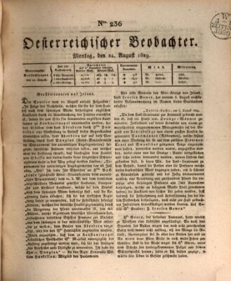 Der Oesterreichische Beobachter Montag 24. August 1829