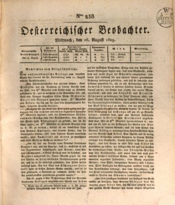 Der Oesterreichische Beobachter Mittwoch 26. August 1829