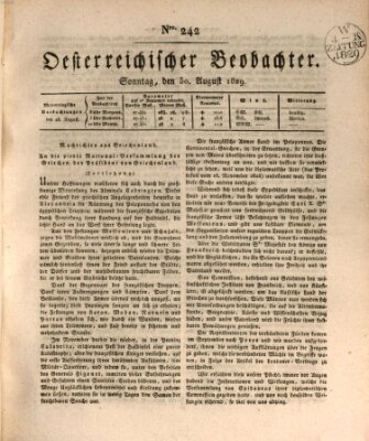 Der Oesterreichische Beobachter Sonntag 30. August 1829