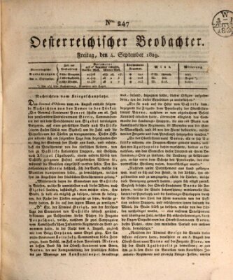 Der Oesterreichische Beobachter Freitag 4. September 1829