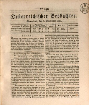 Der Oesterreichische Beobachter Samstag 5. September 1829