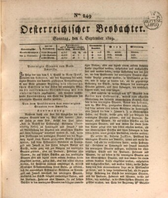 Der Oesterreichische Beobachter Sonntag 6. September 1829